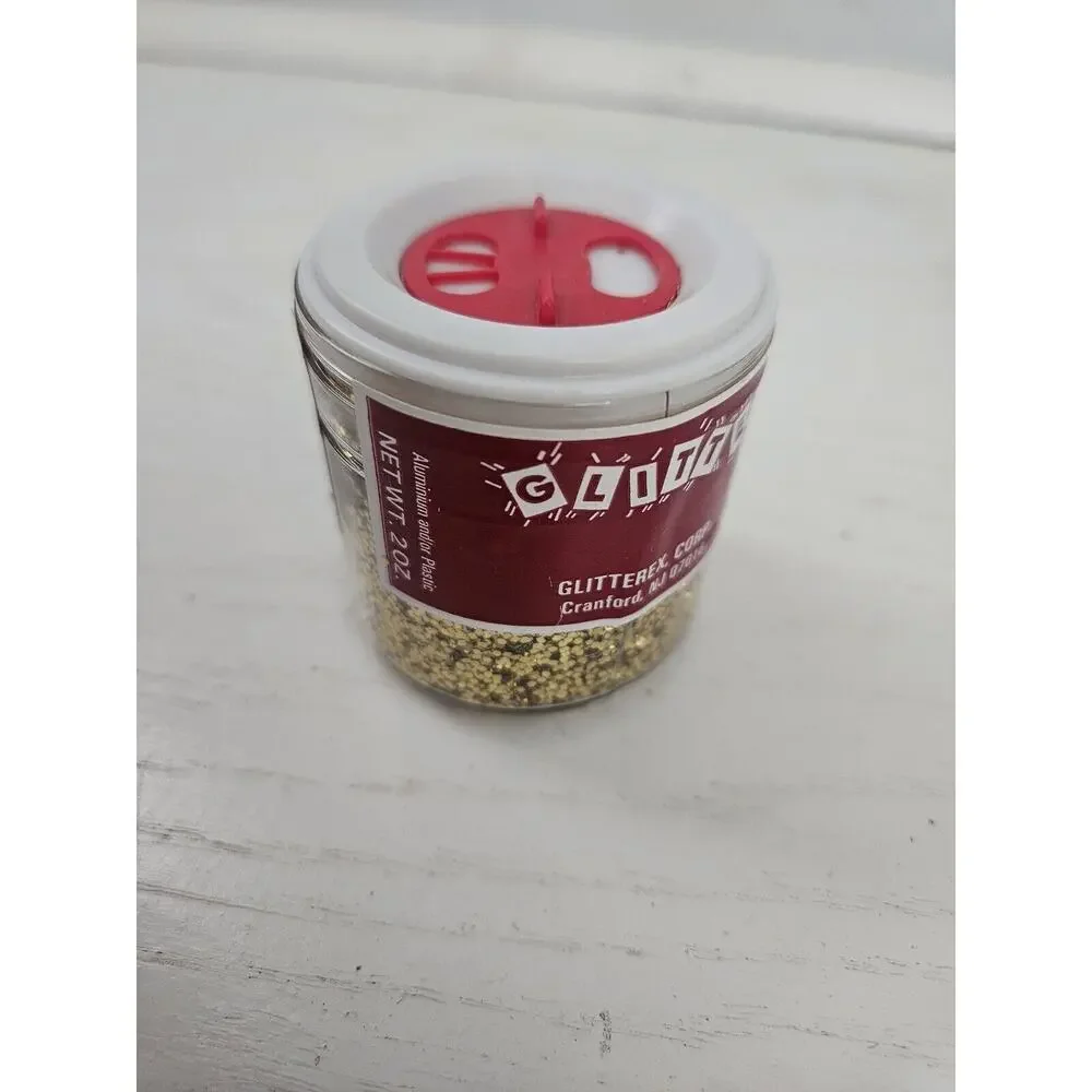 Vintage Glitter Glitterex‎ Corp 2oz Gold Made In USA Open 95% Full